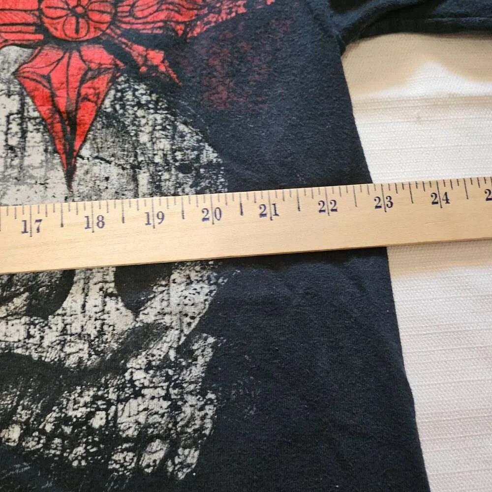 Extreme Couture Graphic Crew Neck T-Shirt Black Skull Cross Gothic Biker Mens XL